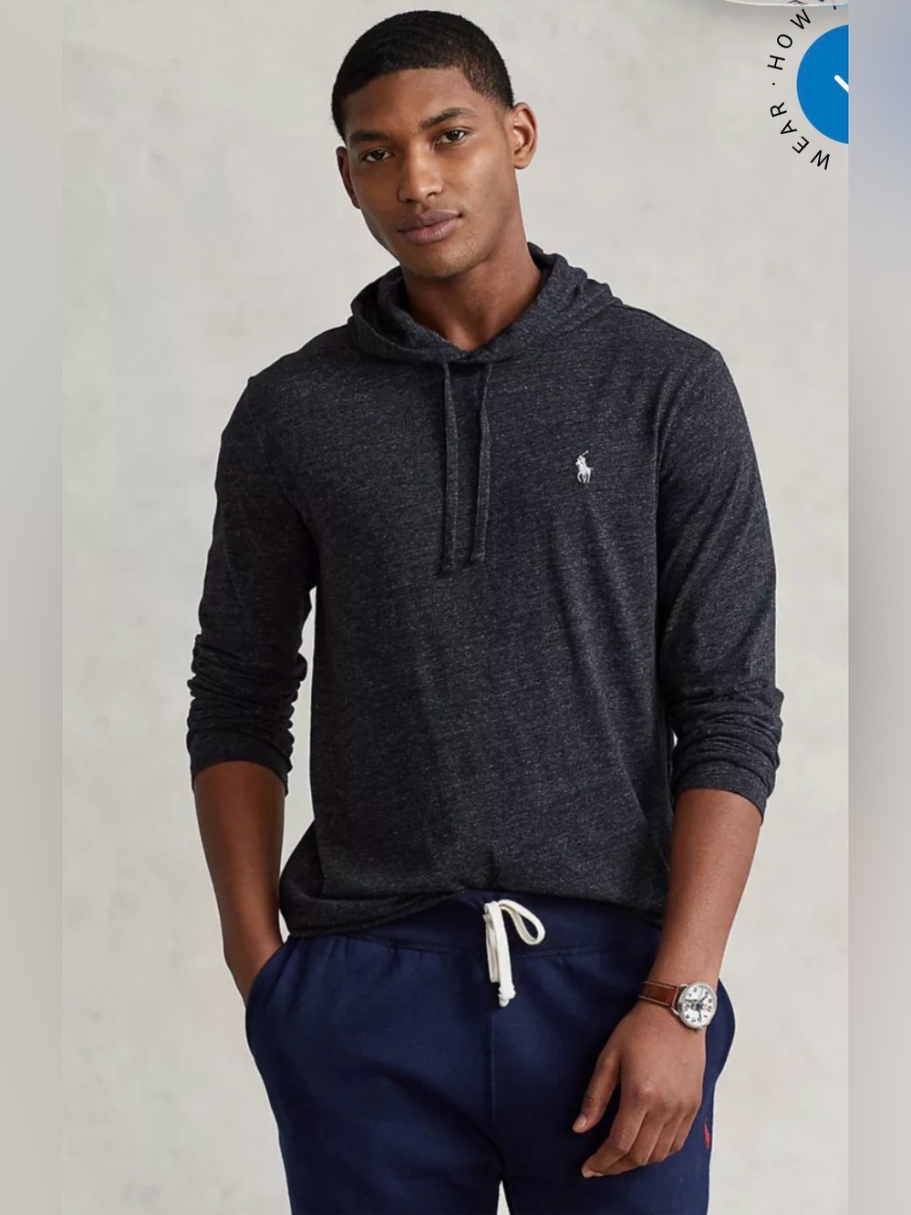 NWT Polo Ralph Lauren Men's S Jersey Hooded T-Shirt Black Marl Heather Preppy
